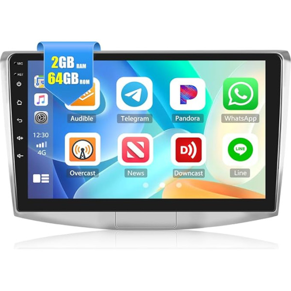 CAMECHO 8Core 2G + 64G auto radio VW Passat B6 B7 Magotan CC 2010-2015 ar navigāciju Carplay Android Car, Android 13 Double DIN radio ar 10 collu ekrānu ar DSP RDS Bluetooth Mirror Link