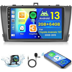 2+64GB Android 13 Auto Radio Toyota Avensis T27 2008-2015 Radio Wireless Carplay Android Car, 9 collu IPS Touch Screen Radio ar aizmugures skata kameru, Bluetooth, Navi, WiFi, DSP, EQ, Mirror Link