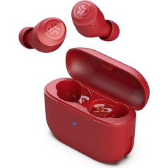 JLab Go Air Pop+ In-Ear bezvadu Bluetooth austiņas, patiesi bezvadu austiņas, 35+ stundu austiņas, bezvadu austiņas, austiņas ar mikrofonu, USB-C lādēšanas kārba, daudzpunktu, EQ3 skaņa, rozā sarkanas krāsas