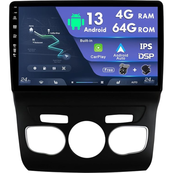 MISONDA 10 collu Double DIN Android auto radio Citroen C4/C4L/DS4 2013-2017 GPS navigācijas kamera Bluetooth Mirrorlink WiFi Carplay SWC DSP FM AM atbalsta DAB - 4G + 64G