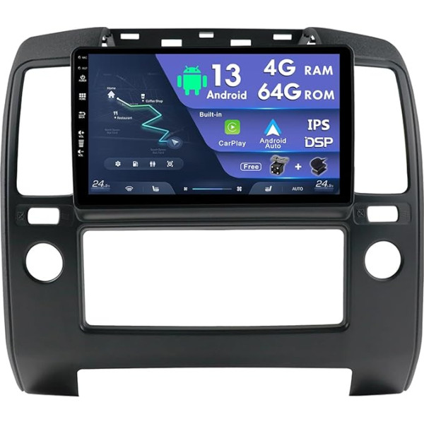 9 collu 2 DIN Android Auto Radio Stereo Nissan Navara 2006-2012 Radio ar GPS navigāciju Atbalsta Bluetooth DAB USB Android Auto WiFi 4G MirrorLink RDS USB 4G + 64G