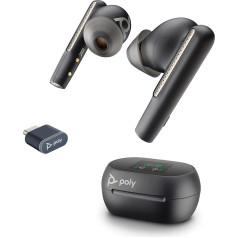 Poly Voyager Free 60+ UC bezvadu ausu aizbāžņi (Plantronics) - Mikrofoni ar trokšņu slāpēšanu - ANC - Inteliģentais uzlādes korpuss ar skārienvadību - Saderīgs ar iPhone, Android, PC/Mac, Zoom un Teams