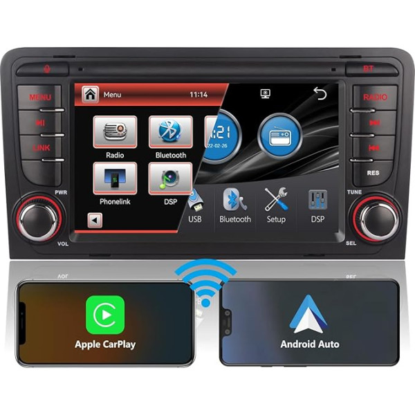 7 collu augstas veiktspējas DSP autoradio Audi A3 8P S3 RS3 Sportback radio Iebūvēts bezvadu Carplay & Android auto navigācijas stūres vadības stūres rats Subwoofer Bluetooth IPS Touch Screen AM FM ekrāns