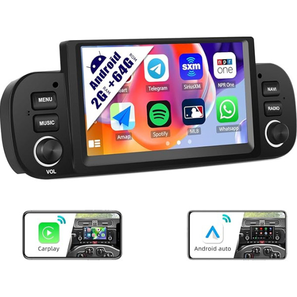 2G + 64G CAMECHO Android 12 auto radio Fiat Panda 2013-2020 ar navigācijas sistēmu Carplay Android Car, 6,2 collu auto radio ar skārienjūtīgu displeju, WiFi MirrorLink FM RDS Bluetooth un USB