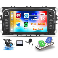 OiLiehu 2G + 64G Android 13 Carplay Android auto radio 2 DIN Ford Focus Mondeo C-MAX S-MAX Galaxy Kuga auto radio ar 7 collu ekrānu ar EQ/Bluetooth/SWC/FM RDS/WiFi/GPS/Reversijas kamera