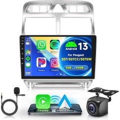 4G + 64G bezvadu Carplay Android 13 Auto radio 2 DIN Peugeot 307/307CC/307SW 2002-2013 9 collu auto radio ar Android auto navigāciju GPS WiFi Mirror Link Bluetooth FM/RDS/DAB/DVR/32 EQ/SWC aizmugures