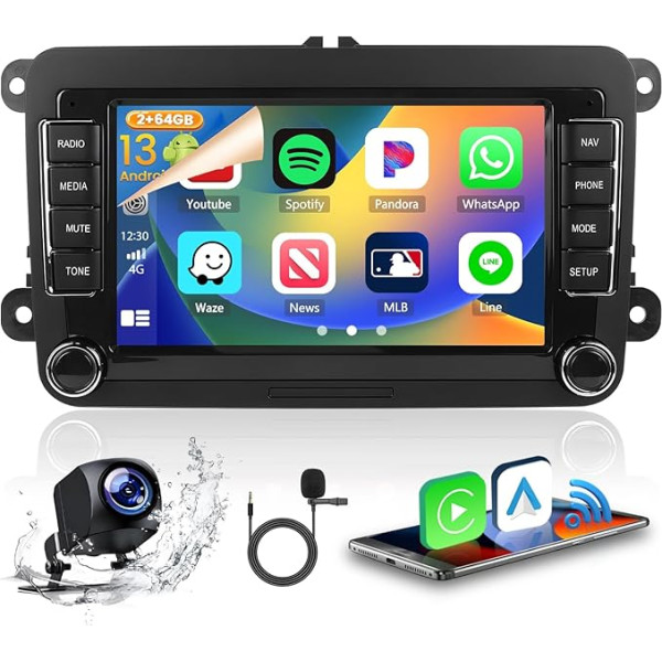 2GB + 64GB Android 13 Auto radio VW Golf 5 6 Passat Polo Tiguan Touran Caddy Skoda Seat Radio Wireless CarPlay Android Car Bluetooth 7 collu ekrāns Auto radio ar navigācijas sistēmu