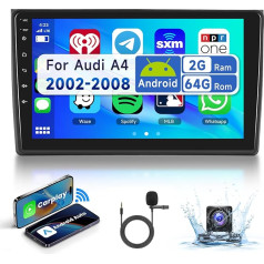 2+64G podofo 9 collu autoradio priekš Audi A4 B6/B7/8e/8h 2000-2008 Wireless Carplay Android Car, Auto Radio 2 DIN ar ekrānu HiFi Bluetooth RDS/FM Radio + AHD atpakaļgaitas kamera + CANBUS