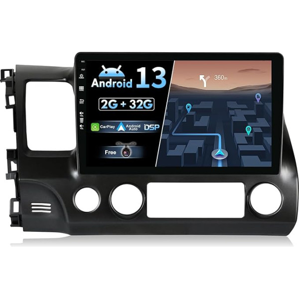 BXLIYER Android 13 IPS Auto Radio piemērots Honda Civic (2006-2011) - Iebūvēts bezvadu CarPlay Android Car - Bezmaksas kamera - 2G + 32G - 10.1 collu 2 DIN - DAB stūres vadība WiFi Fast Boot DSP