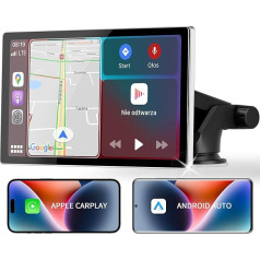 Goaanz 9 collu bezvadu Carplay displejs Android automašīnai Apple Carplay displejs, ekrāns automašīnas portatīvajam viedajam displejam ar Airplay/Siri/Goog-le Assistant/FM/AUX/Bluetooth brīvroku komplekts