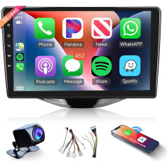 Podofo Carplay auto radio Toyota Aygo 2015/Citroen C1 2020/Peugeot 108, 9 collu skārienjūtīgais ekrāns, auto radio 2G + 64G ar bezvadu Carplay Android Car, Bluetooth/GPS/WiFi/FM/RDS/SWC/HiFi/USB+Reversing