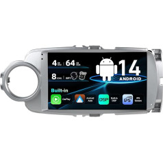 SXAUTO Android 14 Auto Radio Toyota Yaris GRMN (2011-2018) - Bezvadu CarPlay/Android Car - Kamera + Mikrofons - 4G + 64G - DAB 360-CAM Vadības stūres vadības pults WiFi Bluetooth DSP Fast Boot - 2 DIN IPS 9