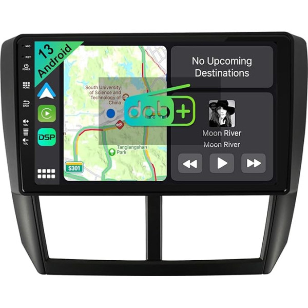 YUNTX [DAB-4G+64G] Android 14 Auto radio Subaru Forester/Impreza 2007-2012-[Integrēts DAB+/CarPlay/Android Auto/DSP/GPS]-9 collu IPS 2.5D skārienekrāns MIC+kamera USB/MirrorLink/Bluetooth