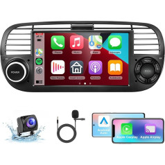 Podofo 2G + 64G auto radio Fiat 500 2007-2015, 7 collu Android 13 Wireless Carplay & Android Car EQ Mirror Link Bluetooth GPS FM/RDS WiFi SWC