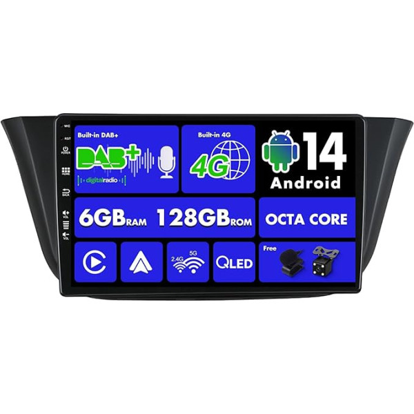 SXAUTO Android 13 - Iebūvēts 4G LTE un DAB - 6G + 128G - Automobiļu radio Iveco Daily VI (2014-2021) - Divu joslu WiFi - CarPlay Android Car - Kamera + mikrofons - Vadāmība no stūres - QLED 9