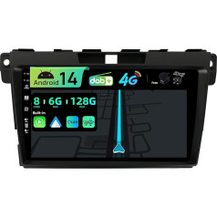 BXLIYER Iebūvēts 4G LTE un DAB, Android 13 QLED auto radio Mazda CX-7 (2008-2015), 6G+128G, Carplay un Android auto, kamera + MIC, divu joslu WiFi, stūres vadības stūres, 9 collu 8 kodolu 2 Din, DSP