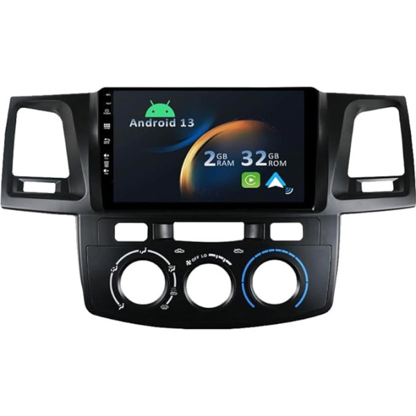 YUNTX Android 13 Auto radio Toyota Fortuner Hilux 2007-2015-[Integrated CarPlay/Android Car/GPS]-9 collu IPS 2.5D skārienjūtīgais ekrāns Bezmaksas kamera DAB/Stūres vadības stūres vadība/MirrorLink/Bluetooth 5.0/WiFi/USB