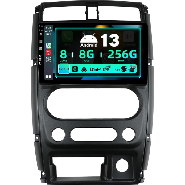 SXAUTO ¦ 8G + 256G ¦ Android 12 IPS Auto Radio piemērots Suzuki Jimny 3 (2005-2019) - Iebūvēts Carplay/Android Car/DSP - LED kamera + MIC - DAB stūres vadības stūres vadība Fast Boot 360-CAM AHD - 2 DIN 9