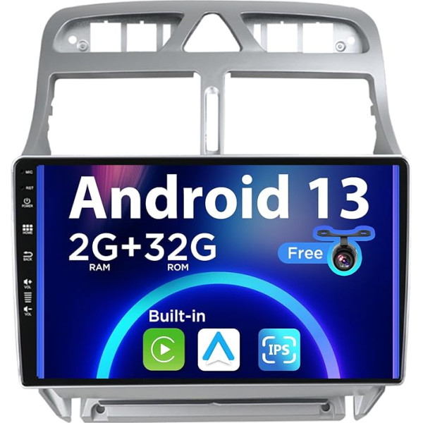 SXAUTO Android 13 IPS autoradio Peugeot 307 SW CC (2002-2013) - Iebūvēts CarPlay / Android Car - Bezmaksas atpakaļgaitas kamera - 2G + 32G - Vadāms no stūres DAB Fast-Boot WiFi DSP BT - 2 DIN 9