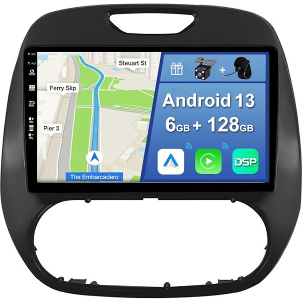 YUNTX [6GB + 128GB] Android 13 autoradio priekš Renault Kaptur Captur (2014-2019)-[Integrēts CarPlay/Android Car/DSP/GPS]-9 collu IPS 2.5D kamera + MIC-DAB/Mirror Link/Bluetooth 5.0/360 kamera/stūrēšana