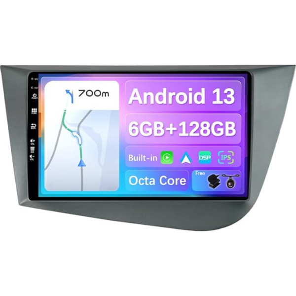 BXLIYER - 6G + 128G - Android 12 IPS autoradio piemērots Seat Leon MK2 (2005-2012) - Bezvadu CarPlay/Android Car/DSP - LED kamera un MIC - 9 collu 2 DIN - DAB stūres vadības pults ātra laivas 360 kamera iFi