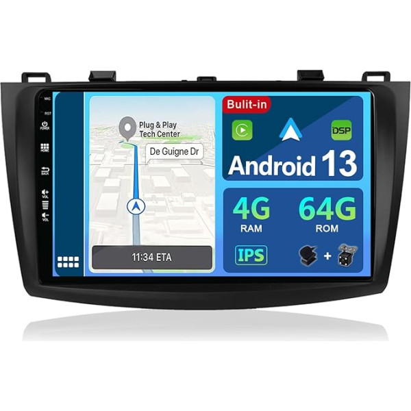 BXLIYER Android 12 IPS Auto Radio piemērots Mazda 3 (2009-2015) - 4G+64G - Iebūvēts DSP/Carplay/Android Car - LED kamera + Mikrofons - 9 collu 2 DIN - Vadāms no stūres DAB 360 kamera Fast Boot 4G WiFi