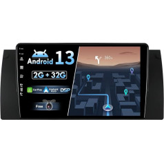 BXLIYER Android 12 IPS Auto Radio piemērots BMW 5 E39 E53 M5 X5 (1996-2007) - Iebūvēts CarPlay Android Car - Bezmaksas atpakaļgaitas kamera - 2G + 32G - 9 collu 2 DIN DSP DAB stūres rata vadība WiFi Fast