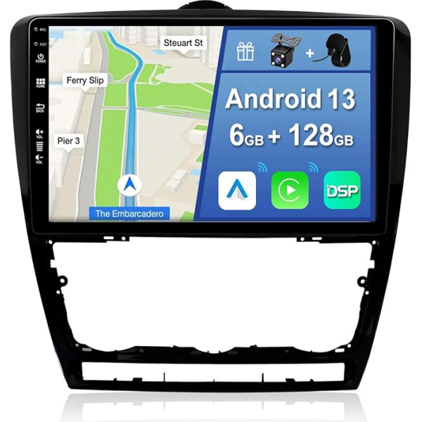 YUNTX [6GB + 128GB] Android 13 auto radio V.W Skoda Octavia (2010-2014)-[Integrēts CarPlay/Android Car/DSP/GPS]-10.1 collu IPS 2.5D kamera + MIC-DAB/Mirror Link/Bluetooth 5.0/360 kamera/stūrēšana