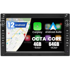 Kymmtun Android 12 auto radio VW/Volkswagen, Golf, Passat B7 B6 Skoda Seat Octavia Polo Tiguan 7 collu (4GB+64GB) bezvadu Carplay ar 4G + WiFi GPS USB Bluetooth Android auto stūres vadības ierīci