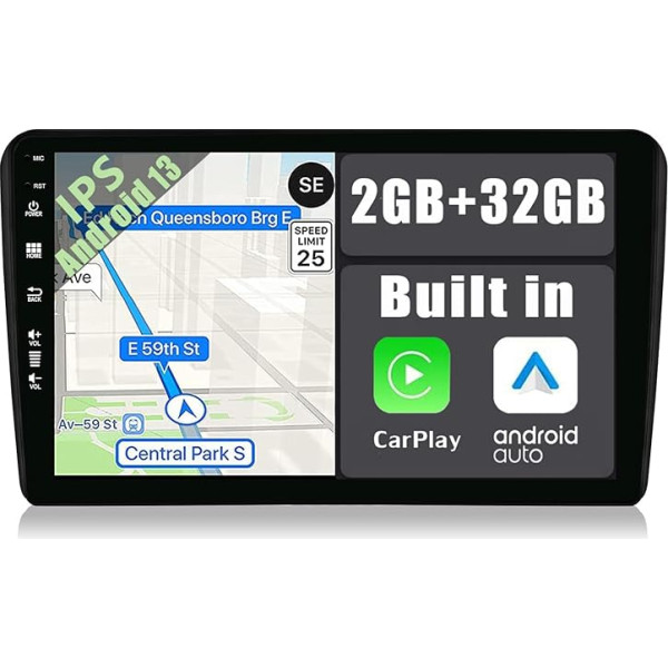 YUNTX Android 13 Auto radio Audi A3 8P/Sportback 8PA (2003-2013)-2 DIN [Integrēts bezvadu CarPlay/Android Car/GPS]-9 collu IPS 2.5D skārienjūtīgais ekrāns Bezmaksas kamera DAB/Stūres rats