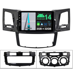 JOYX Android 13 IPS auto radio piemērots Toyota Fortuner Hilux Revo Vigo (2004-2014) - iebūvēts CarPlay Android Car - bezmaksas kamera - 2G + 32G - 9 collu 2 DIN - DSP DAB SWC WiFi Fast Boot 4G BT