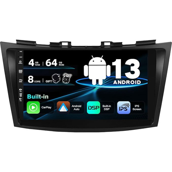 SXAUTO Android 12 IPS Auto Radio piemērots Suzuki Swift/Ertiga (2011-2017) - Iebūvēts Carplay/Android Car/DSP - Kamera + MIC - 4G + 64G - DAB WiFi 360-Camera AHD stūres kontrole BT5.0-2 DIN 9