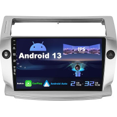 SXAUTO Android 12 Auto radio piemērots Citroen C4 / C-Quatre / C-Triomphe (2004-2012) - Iebūvēts Carplay / Android Car - Bez kameras - 2G + 32G - Atbalsta DAB SWC WiFi Fast Boot BT -2 DIN 9 collas