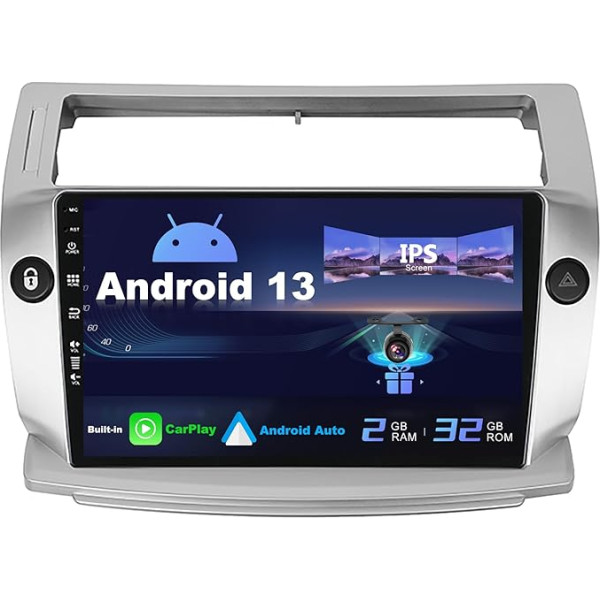 SXAUTO Android 12 Auto radio piemērots Citroen C4 / C-Quatre / C-Triomphe (2004-2012) - Iebūvēts Carplay / Android Car - Bez kameras - 2G + 32G - Atbalsta DAB SWC WiFi Fast Boot BT -2 DIN 9 collas