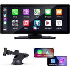 9,3 collu CarPlay ekrāns, saderīgs ar Apple CarPlay un Android Car, IPS Carplay displejs, ar gaismas jutīgu funkciju, Bluetooth, Mirror Link, FM, Siri/Google Assistant un diviem USB uzlādes pieslēgumiem