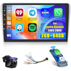 [2+64GB] Android 13 auto radio, bezvadu CarPlay Android auto, Toyota Avensis 2003-2009 radio, 9 collu ekrāna auto radio, Bluetooth, Mirror Link, GPS WiFi FM RDS SWC SWC EQ