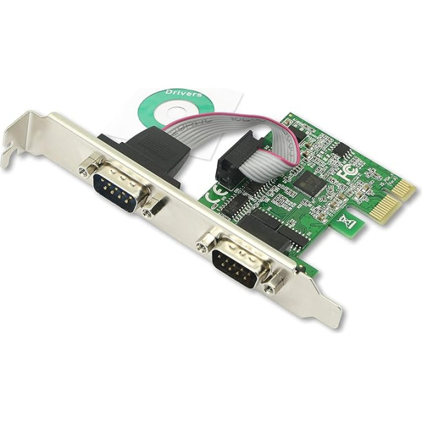 CERRXIAN 2-Port RS232 PCI Express sērijas karte - DB9 Dual Channel 16C1050 UART - Sērijas portu PCIe karte - Sērijas paplašināšanas karte