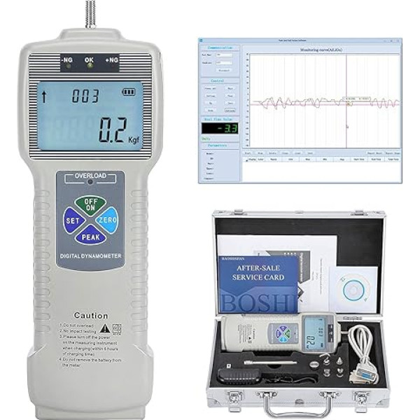 BAOSHISHAN digitālais spēka mērītājs Push Pull Gauge Tester ar USB RS232 saskarni LCD LCD spēka mērīšanas vilces mērītājs ZP (1000N ar plastmasas korpusu)