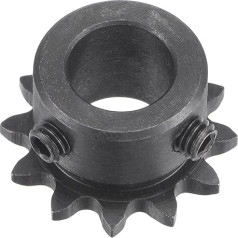 kartes sprocket ar 12 zobiem B tipa viena stieņa 1/4 collas piķis 12 mm caurums melnais oksīds oglekļa tērauds C45 ar 2 regulēšanas skrūvēm ISO 04C ISO 04C