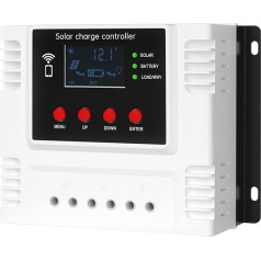 Areyourshop Saules uzlādes kontrolieris, 60 A PWM uzlādes kontrolieris Saules 12 V 12 V / 24 V / 48 V PV kontrolieris ar WiFi monitora funkciju PWM LCD kontrolieris Lifepo4 svina skābes želejas akumulatoram