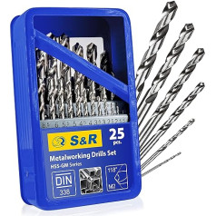 S&R Metallbohrer-Set HSS-G Bohrerset: Hochleistungsbohrer für Edelstahl, Gusseisen - Größe 1-13 mm, ideal für Hand- & Standbohrmaschinen mit konischem Oberflächenschliff