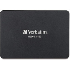 Verbatim Vi550 S3 SSD, iekšējais SSD disks ar 2 TB datu glabāšanas ietilpību, cietvielu disks ar 2,5 collu SATA III saskarni un 3D NAND tehnoloģiju, melns