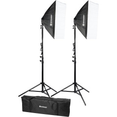 Bresser BR-2245 Fotostudio-Set, Tageslicht-Lampen 1800W, Beleuchtungs-Set mit Softboxen & Stativen, für hochwertige Produktfotografie & Studioaufnahme