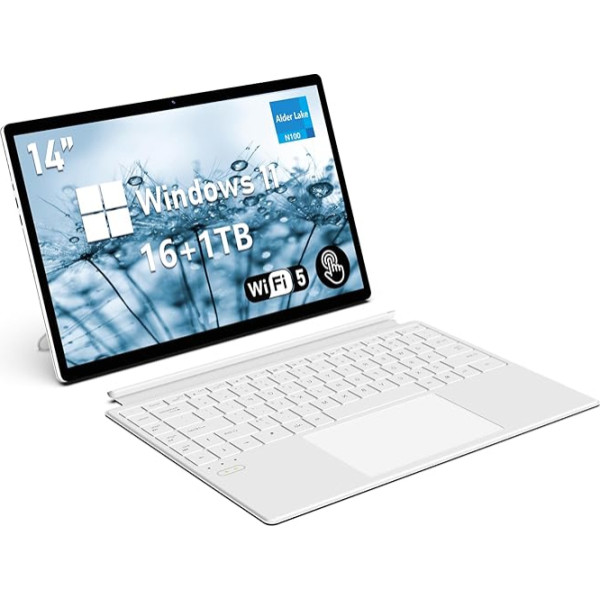 FUNYET 2-in-1 klēpjdators Funbook | 14,1 collu FHD OLED skārienjūtīgais ekrāns | Cerelon N100 (līdz 3,40 GHz) | 16 GB DDR4 RAM | 1 TB SSD | Win11 | Notebook skārienjūtīgais ekrāns | Noņemama tastatūra |