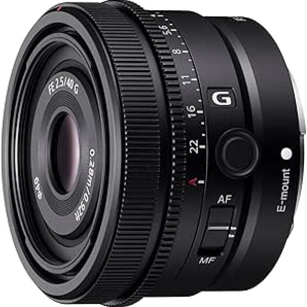 Sony SEL40F25G Pilna formāta FE 40 mm F 2,5 G Premium G sērijas objektīvs ar fiksētu fokusa attālumu