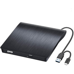 BEVA Išorinis CD DVD įrenginys USB 3.0 Type-C, CD DVD įrašymo įrenginys, nešiojamasis, DVD optinis įrenginys, DVD perrašymo įrenginys, DVD/CD-RW skaitytuvas, skirtas nešiojamajam kompiuteriui, staliniam kompiuteriui, 