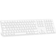 OMOTON Bluetooth tastatūra Mac OS (MacBook Air/Pro/iMac/Pro), bezvadu tastatūra ar 3 kanāliem, KB515 Keyboard Mac, QWERTZ vācu bezvadu tastatūra, balta