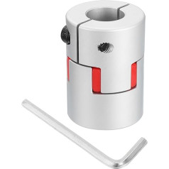 D40 L55 12 mm bis 19 mm elastīga Pflaumen-Schaftkupplung, Aluminium-Motoranschluss, elastīga Spinnenkupplung für 3D-Drucker, CNC-Maschine und Servo-Schrittmotor (silberfarben/rot)