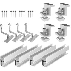 Saules paneļu kronšteins dakstiņu jumtam, alumīnija fotoelementu montāžas sliedes 20 cm, jumta āķa saules paneļu kronšteins, saules paneļu montāžas komplekts, piemērots 30-35 mm bieziem saules paneļiem