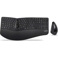 Perixx Periduo-605 bezvadu ergonomiska dalīta tastatūra un vertikāla pele, regulējams plaukstas balsts un membrānas taustiņi, britu QWERTY izkārtojums 11442